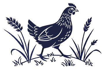 Clean Chicken Silhouette on White Background