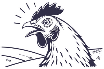 Farm Animal Silhouette – Chicken Head Vector