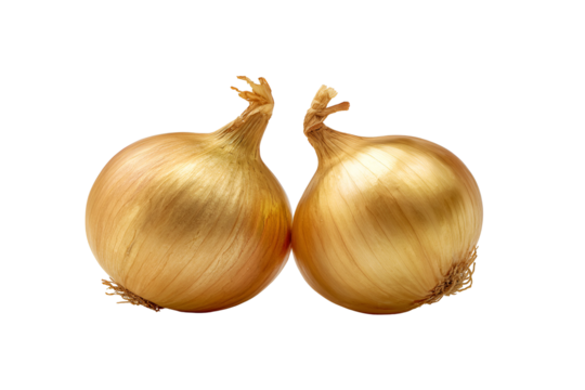Golden Onions, Two Bulbs, Isolated, Black Background, Vegetable, Food, Cooking, Ingredient, Gourmet