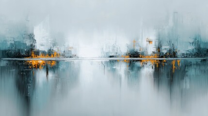 Abstract oil painting with light pastel colors, oil on canvas white, marine blue and amber orange, wallpaper, background, use of palette knives, realistic hyper-detail