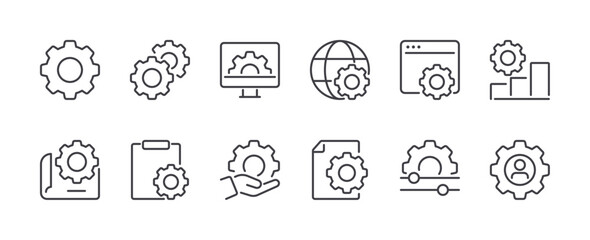 Setting Line Icons Set. Outline Web Icons. Editable Stroke