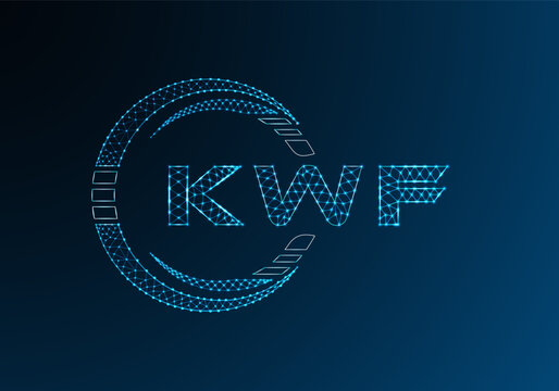 KWF low poly letter logo vector design. KWF lower poly logo design. Low poly logo.