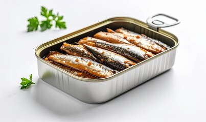 canned sardines fishes, closeup of sardines in a can, canned fish