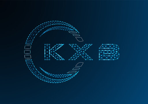 KXB low poly letter logo vector design. KXB lower poly logo design. Low poly logo.