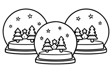 Winter Scene Snow Globes – Line Art Set