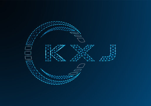KXJ low poly letter logo vector design. KXJ lower poly logo design. Low poly logo.