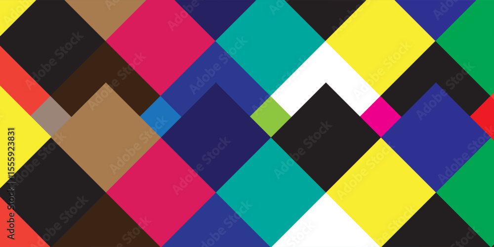 Poster alternating colors creating a geometric abstract design.colorful diamond-shaped pattern with vibrant