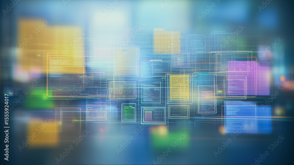 Poster digital data flow: capturing the essence of digital information, the artwork portrays an intricate w