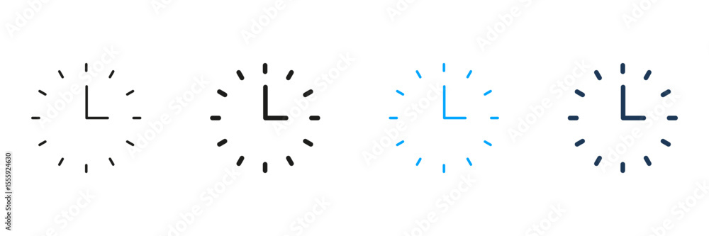 Poster clock face line and solid icon set. time management and scheduling symbol collection. minimalist des