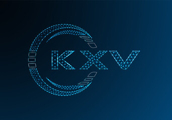 KXV low poly letter logo vector design. KXV lower poly logo design. Low poly logo.