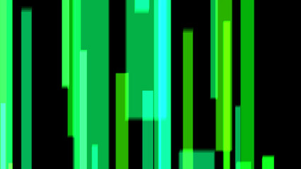 Green bars create an abstract, modern backdrop with dynamic patterns and colors.
