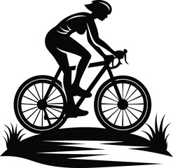 Obraz premium silhouettes of man cycling