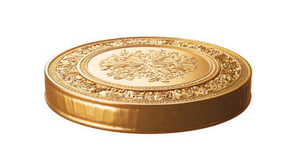 Ornate Gold Coin isolated on a transparent background