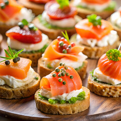 tasty appetizers at the buffet beef salmon and cre
