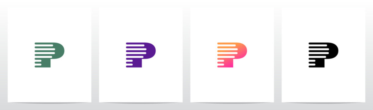 Lines Retro Graphic Horizontal Parallel Strokes Initial Letter Logo Design P