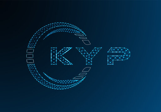 KYP low poly letter logo vector design. KYP lower poly logo design. Low poly logo.