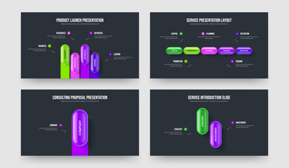 Creative Solution 4 5 1 2 Option Infographic Slideshow Template Collection. Financial Overview Four Five One Two Step Diagram Presentation Layout Vector Illustration Bundle.