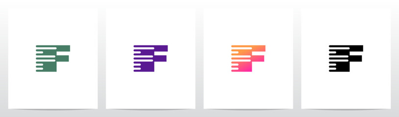 Lines Retro Graphic Horizontal Parallel Strokes Initial Letter Logo Design F