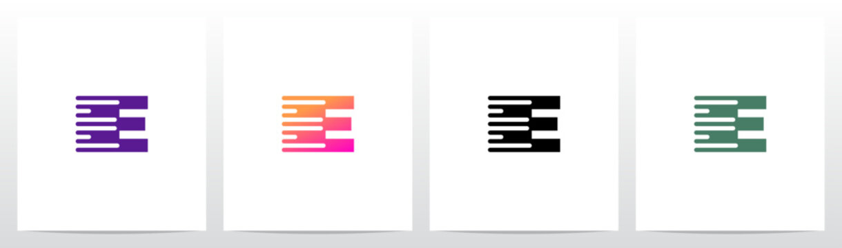 Lines Retro Graphic Horizontal Parallel Strokes Initial Letter Logo Design E