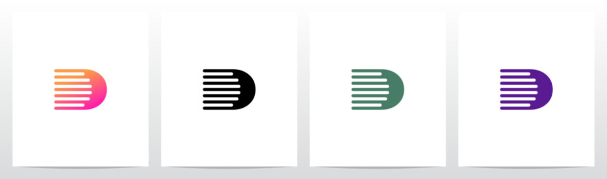 Lines Retro Graphic Horizontal Parallel Strokes Initial Letter Logo Design D