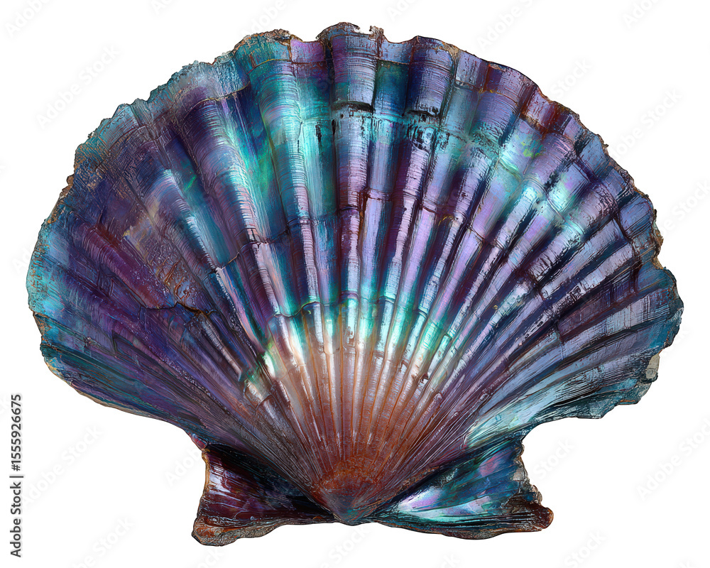 Aufkleber iridescent shell pearlescent plating sea object isolated on transparency background vibrant color oc