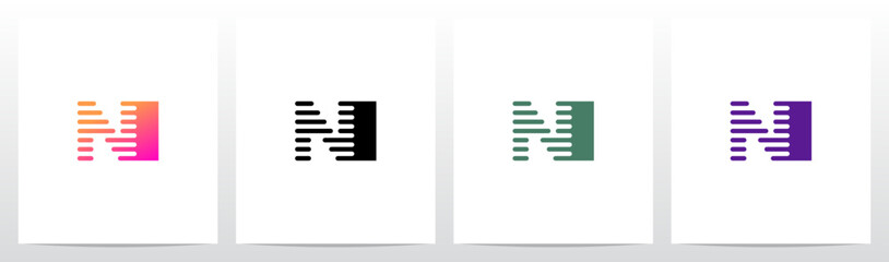 Lines Retro Graphic Horizontal Parallel Strokes Initial Letter Logo Design N