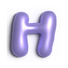 3D Glossy Purple Letter H