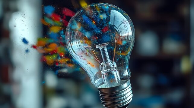 Vibrant Colorful Light Bulb Explosion Art - Powered by Adobe