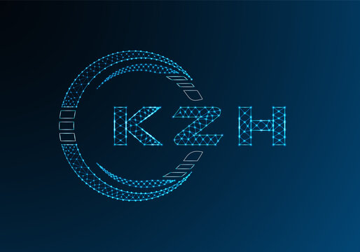 KZH low poly letter logo vector design. KZH lower poly logo design. Low poly logo.