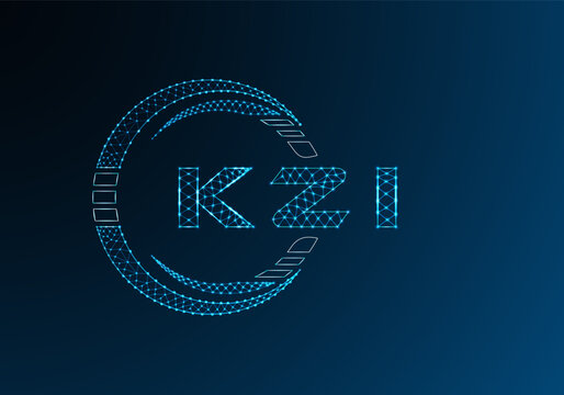 KZI low poly letter logo vector design. KZI lower poly logo design. Low poly logo.