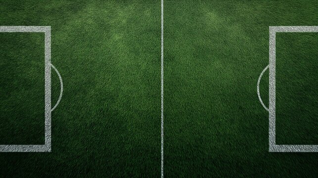 Green football soccer field grass texture background wallpaper with copy space.