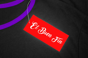 El Buen Fin tag on a t-shirt