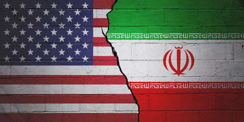 USA vs Iran - Cracked cinderblock wall