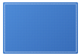 Blueprint background. Blue cutting mat with grid lines and numeric measurements. Technical backdrop for blueprint, architecture, engineering, or drafting projects. Realistic vector illustration.