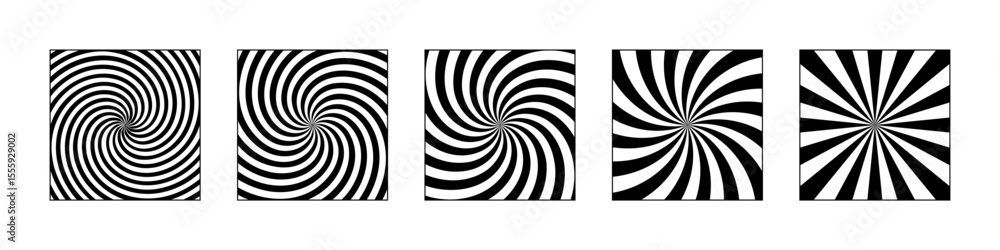 Poster black and white spiral illusion background. circus backdrop. abstract hypnotic patterns with optical