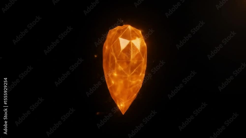 Poster abstract orange polygon heart shapes on a black background 3d rendering animation