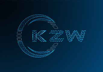 KZW low poly letter logo vector design. KZW lower poly logo design. Low poly logo.