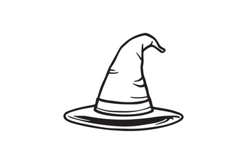 Fototapeta premium Halloween witch hat line art and black color