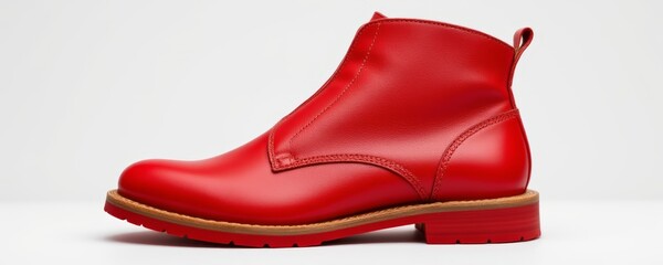 Red Leather Ankle Boot