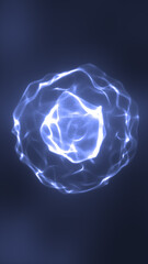 Fototapeta premium Organic glowing energy sphere formed from interconnected light filaments, floating in a dark atmosphere