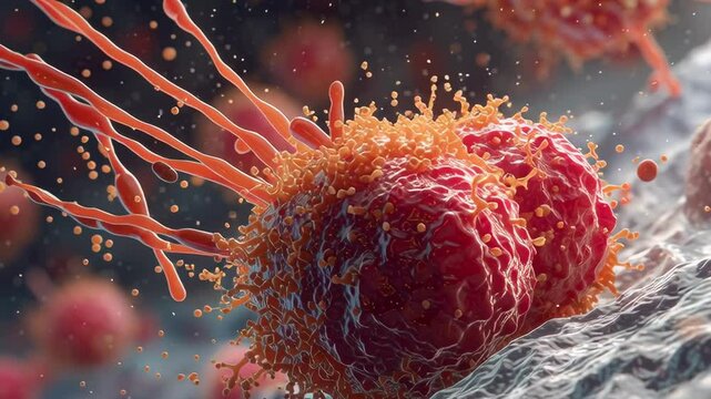 Microscopic view of vibrant cell activity.