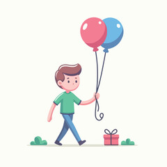 vector image of a person carrying a balloon