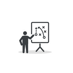 Flat design vector of coach giving directions, game strategy.