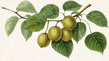 Verdant Vineyard kiwi fruit tree isolated watercolor vector illustration svg