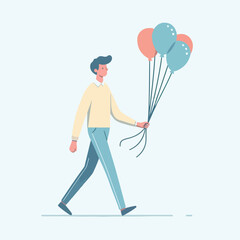 vector image of a person carrying a balloon