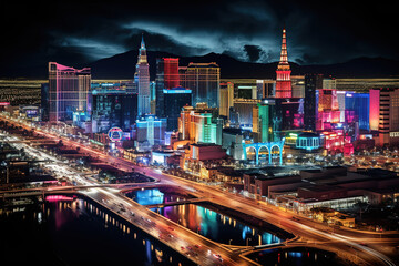 Fototapeta premium Excellent magical urban wonderlands night mesmerizing city lights vibrant colors sharp