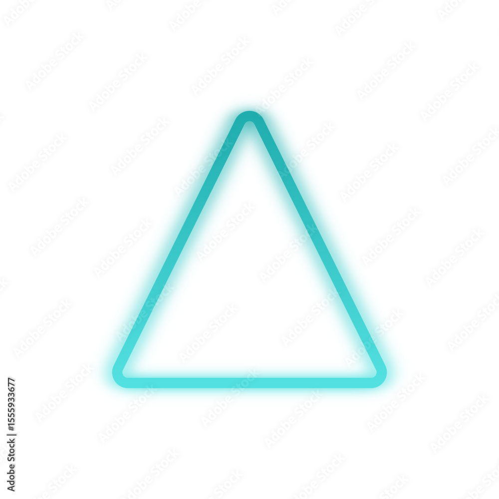 Poster glowing blue triangle outline on white background – futuristic geometric shape for tech and design c