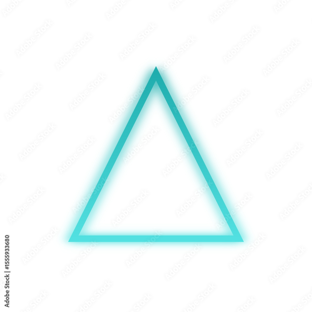 Poster glowing blue triangle outline on white background – futuristic geometric shape for tech and design c