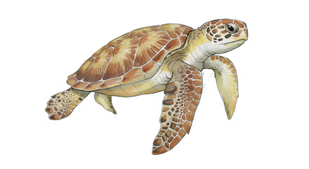 Fototapeta premium Watercolor Sea Turtle Illustration: Elegant Marine Wildlife Design watercolor png, transparent isolated nackground