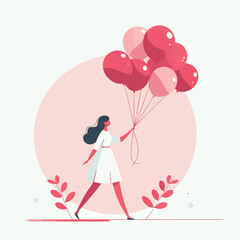 vector image of a person carrying a balloon